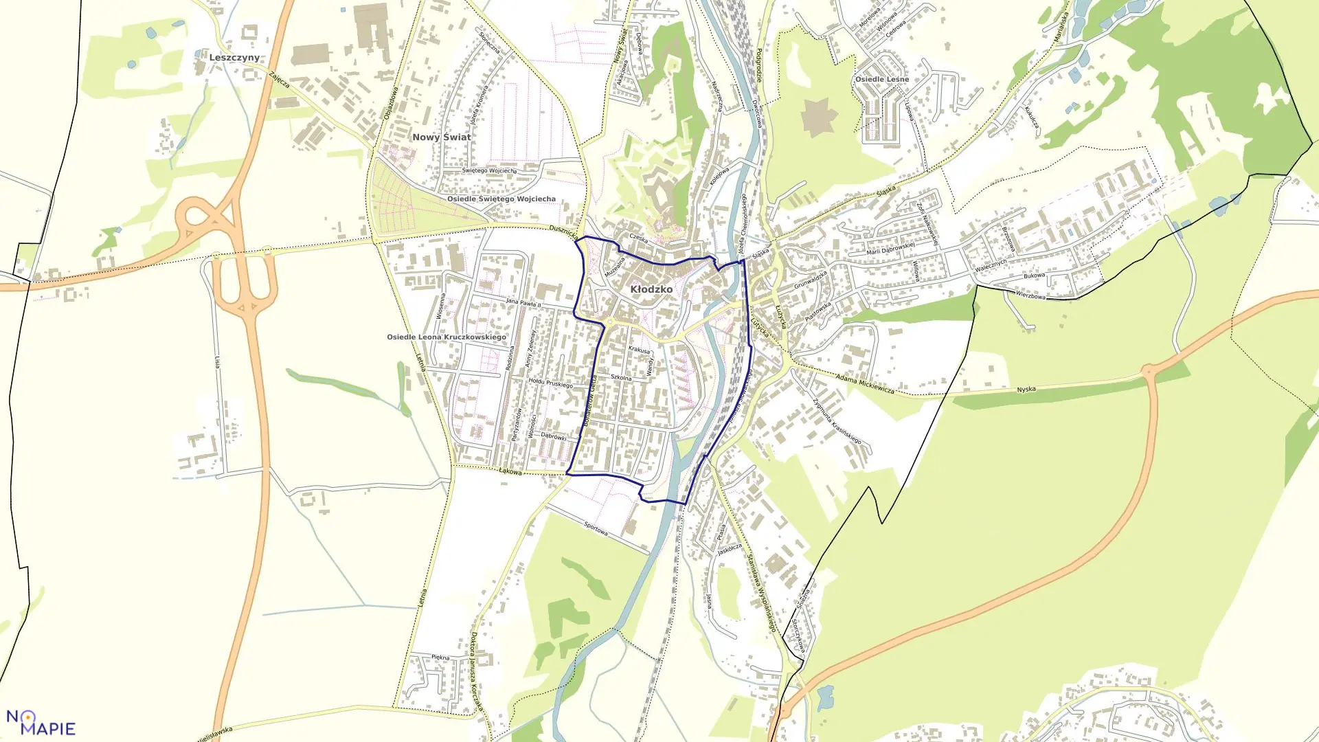 Mapa obrębu Centrum w mieście Kłodzko