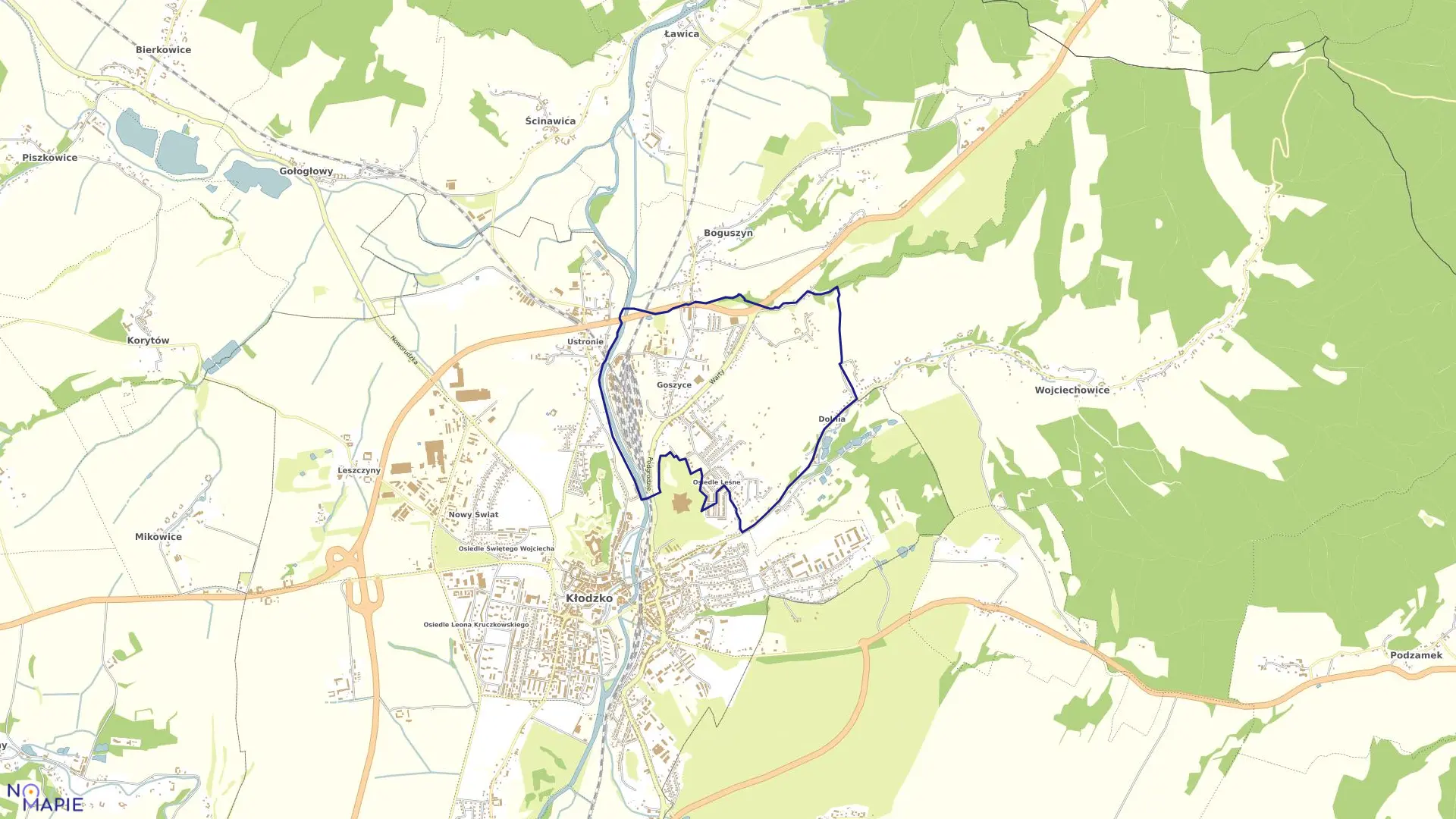 Mapa obrębu Jurandów w mieście Kłodzko