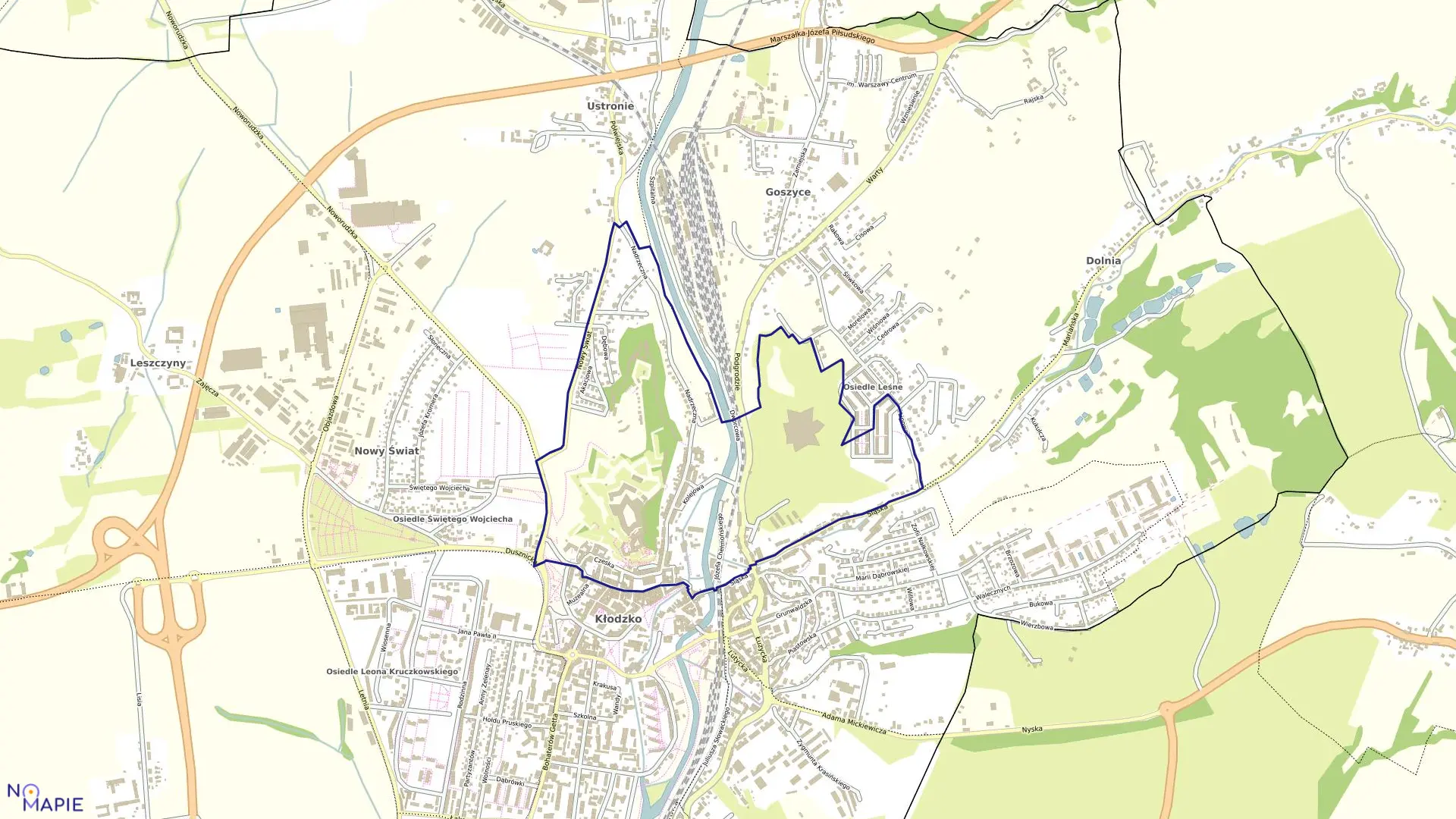 Mapa obrębu Twierdza w mieście Kłodzko